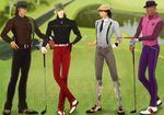  alteir antonio_lopez argyle argyle_legwear bag barnaby_brooks_jr blonde_hair bowler_hat brown_eyes brown_hair cabbie_hat caddy dark_skin dark_skinned_male field glasses gloves golf golf_club green_eyes hat kaburagi_t_kotetsu kneehighs logo multiple_boys nathan_seymour necktie pink_eyes pink_hair short_hair single_glove sweater_vest tiger_&amp;_bunny vest 