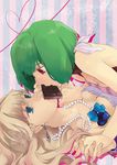  blonde_hair blue_eyes breast_press breasts chocolate cleavage couple earrings green_hair holding_hands interlocked_fingers jewelry long_hair macross macross_frontier medium_breasts mhr multiple_girls necklace pearl_necklace ranka_lee red_eyes sheryl_nome short_hair small_breasts symmetrical_docking yuri 