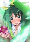  blush face green_eyes green_hair midorikawa_nao okiura open_mouth ponytail precure sleeves_rolled_up smile_precure! solo 