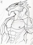  alien biceps hybrid male monochrome muscles pecs reptile scalie sketch solo zabraxas 