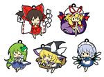  &gt;:) 5girls :d :o ;) ^_^ bad_id bad_pixiv_id black_hair blonde_hair bow braid broom broom_riding brown_hair chibi closed_eyes crossed_legs dagger frog_hair_ornament gap green_hair hair_ornament hair_tubes hakurei_reimu hat hat_bow hat_ribbon holding izayoi_sakuya kirisame_marisa kochiya_sanae long_hair maid maid_headdress multiple_girls mushroom one_eye_closed open_mouth reina_(black_spider) ribbon silver_hair simple_background single_braid sitting smile solid_oval_eyes touhou v-shaped_eyebrows weapon white_background yakumo_yukari |_| 