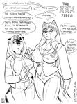 big_breasts black_and_white breasts clothing dialog dialogue english_text female hair hybrid line_art long_hair mammal max_blackrabbit monochrome pants raven_hunt size_difference skunk text x-files zig_zag 