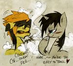  equine female feral friendship_is_magic hair horn horse lolover long_hair male mammal my_little_pony pony sketch smile smoke smoking unknown_artist 