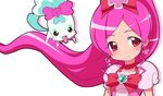  92kuni92 bad_id bad_pixiv_id bow choker chypre_(heartcatch_precure!) cure_blossom hair_ornament hair_ribbon hanasaki_tsubomi heart heartcatch_precure! long_hair looking_at_viewer magical_girl open_mouth pink_bow pink_eyes pink_hair ponytail precure red_choker ribbon simple_background smile white_background 
