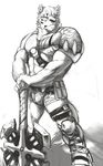  axe biceps canine male mammal muscles nipples null-ghost pecs solo warrior weapon 