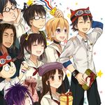  4girls 5boys agata_saaya black_hair blonde_hair blue_eyes braid braids brown_hair chocker choker dante_(sket_dance) date_kiyoshi eyes_closed fujisaki_yuusuke gift glasses goggles hair_over_one_eye long_hair multiple_boys multiple_girls onizuka_hime pocky presents purple_hair ribbon rolled_up_sleeves saotome_roman school_uniform short_hair sket_dance sleeves_rolled_up takemitsu_shinzo twintails uniform usui_kazuyoshi wristband yabasawa_moe 