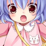  blue_hair blush child close-up face fangs irori kindergarten_uniform looking_at_viewer open_mouth red_eyes remilia_scarlet solo touhou 