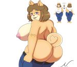  2019 anthro big_breasts blue_eyes breasts brown_hair butt canine clothed clothing digital_drawing_(artwork) digital_media_(artwork) dog female hair hi_res huge_breasts june_(jinu) mammal mature_female open_mouth shiba_inu short_hair simple_background smile solo thick_thighs white_background zieis 