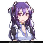  bad_id bad_pixiv_id blush breasts choker collarbone face hair_ribbon long_hair looking_at_viewer medium_breasts open_mouth power_dolls purple_eyes purple_hair ribbon smile solo upper_body white_background zenn 