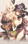  amazon_(dragon's_crown) ass belt between_breasts black_eyes black_gloves blonde_hair blush boots breast_grab breast_press breasts brown_eyes brown_hair brown_legwear circlet copyright_name dragon's_crown elbow_gloves elf elf_(dragon's_crown) english feathers gloves grabbing group_hug hair_feathers hat hood hug kyu-jin large_breasts liquid long_hair multiple_girls mushroom open_mouth pointy_ears sexually_suggestive shorts side-tie_skirt simple_background smile sorceress_(dragon's_crown) suggestive_fluid thigh_boots thighhighs witch_hat 