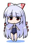  bad_id bad_pixiv_id bangs chibi fujiwara_no_mokou long_hair name_tag nekoyama one-piece_swimsuit ribbon school_swimsuit solo swimsuit touhou 