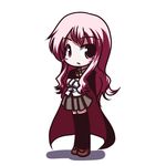  black_legwear brown_eyes cape chibi crossed_arms fictional_sister frown full_body long_hair louise_francoise_le_blanc_de_la_valliere pentacle pink_hair shoes skirt solo standing thighhighs white_background zero_no_tsukaima 
