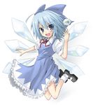  bow cirno frog iseki_mitsuharu smile solo touhou 