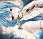  ayanami_rei bad_id bad_pixiv_id blue_hair breasts broken broken_eyewear cleavage fujoko glasses medium_breasts neon_genesis_evangelion red_eyes school_uniform solo 