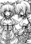  2-g bad_id bad_pixiv_id bell bell_collar blush breasts cleavage closed_eyes collar copyright_request dress greyscale jingle_bell large_breasts monochrome short_hair tiara 