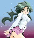  green_hair jochuu-san lowres oekaki original skirt solo yagisaka_seto 