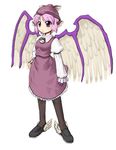  armlet brown_legwear collar feathered_wings fingernails full_body head_wings jewelry juliet_sleeves long_fingernails long_sleeves mystia_lorelei nail_polish pantyhose pendant puffy_sleeves purple_nails shoes solo standing touhou winged_shoes wings yin_yang you_naka 
