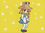  &gt;_&lt; animated animated_gif closed_eyes dancing hat lowres mochiya_marosuke moriya_suwako silver_forest solo star thighhighs touhou 