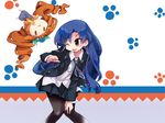  ;d bad_id bad_pixiv_id blazer blue_hair brown_eyes chibi idolmaster idolmaster_(classic) jacket kisaragi_chihaya long_hair multiple_girls necktie one_eye_closed open_mouth orange_hair pantyhose school_uniform skirt smile takatsuki_yayoi twintails usoneko 