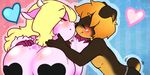  &hearts; anthro blush bovine breasts canine cattle censored cow dog duo female icon kingofkof kissing male mammal miles nude pink pink_body ruby ruby_(rubyluvcow) rubyluvcow topless yuuri 