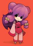  bad_id bad_pixiv_id bell blue_eyes bow chibi chinese_clothes double_bun full_body kenko long_hair no_nose pants pink_pants purple_hair ranma_1/2 shampoo_(ranma_1/2) simple_background sleeves_past_wrists smile solo standing watermark web_address wide_sleeves 