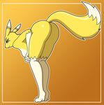  blue_eyes breasts butt canine cute digimon facial_markings female fox looking_at_viewer looking_back markings renamon smile solo 