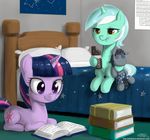  cute eating equine female feral friendship_is_magic hair horn horse john_joseco lyra_(mlp) lyra_heartstrings_(mlp) mammal my_little_pony pony reading sitting smarty_pants_(mlp) smartypants_(mlp) twilight_sparkle_(mlp) unicorn 