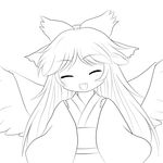  absurdres bow cape closed_eyes greyscale hair_bow highres japanese_clothes kimono lineart long_hair monochrome obi reiuji_utsuho sash smile solid_black_thumbnail solo touhou transparent_background upper_body wings yukata yume_shokunin 