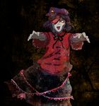  bad_id bad_pixiv_id beret blank_eyes blue_hair buttons chinese_clothes gradient gradient_background hat high_collar jiangshi kizoku-chan looking_at_viewer miyako_yoshika ofuda open_mouth outstretched_arms pale_skin ribbon short_hair skirt solo star teeth tongue touhou zombie zombie_pose 