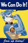  advertisement andorozon armband blue_eyes breasts canine collar dog english_text female feminism feminist flexing furrification husky inspired_by_proper_art j_howard_miller ken_singshow mammal merry muscles parody poster propaganda rosie_the_riveter solo text unknown_year 