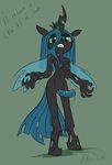  anthro anthrofied atryl breasts changeling dickgirl friendship_is_magic green_eyes intersex looking_at_viewer my_little_pony nude penis precum queen_chrysalis_(mlp) solo wings 