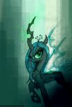  abstract_background changeling female feral foxinshadow friendship_is_magic green_eyes hair horn long_hair looking_at_viewer my_little_pony queen_chrysalis_(mlp) smile wings zero-sum 