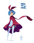  blue_hair bunny cape cosplay disgaea hair_over_one_eye harada_takehito journey lowres no_arms original parody pleinair red_eyes red_scarf scarf short_hair thighhighs traveler traveler_(cosplay) usagi-san very_short_hair 