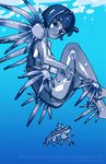  aheahead blue_eyes blue_hair glaucus_atlanticus monster_girl nude original sea_slug short_hair solo underwater watermark web_address 