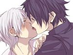  bad_id bad_pixiv_id beelzebub_(manga) black_hair blazer blush closed_eyes couple face-to-face french_kiss furuichi_takayuki hand_on_another's_shoulder jacket kiss male_focus multiple_boys oga_tatsumi portrait riku_(r_e) saliva school_uniform shirt short_hair silver_hair simple_background sweat tongue white_background white_shirt yaoi 