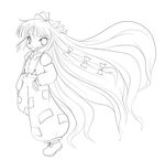  absurdres bow cigarette dress_shirt fujiwara_no_mokou greyscale hair_bow hand_in_pocket highres lineart long_hair looking_at_viewer monochrome pants shirt smoking solid_black_thumbnail solo touhou transparent_background very_long_hair yume_shokunin 