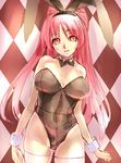  animal_ears bad_id bad_pixiv_id bare_shoulders bow bowtie breasts bunny_ears bunny_girl bunnysuit cuffs dodai_shouji highres kousaka_tamaki large_breasts light_smile long_hair open_mouth pink_eyes pink_hair solo thighhighs thighs to_heart_2 white_legwear 