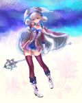  an_(ankoromomo) blue_eyes cape gloves hat long_hair melia silver_hair solo staff xenoblade_(series) xenoblade_1 