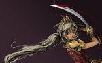  armor blood highres joakim_sandberg long_hair shiny solo sword tiara weapon white_hair 