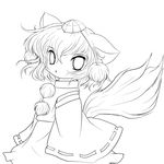  absurdres animal_ears chibi detached_sleeves fang greyscale hat highres inubashiri_momiji lineart monochrome solid_black_thumbnail solo tail tokin_hat touhou transparent_background wolf_ears wolf_tail yume_shokunin 