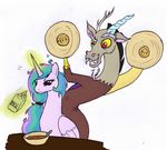  discord_(mlp) draconequus duo equine fangs female feral friendship_is_magic green_hair hair horn horse koeks-bienchen long_hair magic male mammal milk my_little_pony pink_hair pony ponytail princess princess_celestia_(mlp) purple_eyes purple_hair red_eyes royalty winged_unicorn wings 