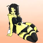  amithyst antennae anthro arthropod bee black_eyes black_hair bra breasts corruption_of_champions female giant_bee_(coc) hair hornet insect insectoid lips panties solo underwear wings 