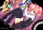  :3 bad_id bad_pixiv_id black_legwear candy eating food inu_x_boku_ss liong lollipop pocky pringles red_eyes red_hair roromiya_karuta short_hair skirt tanuki thighhighs twintails watanuki_banri 