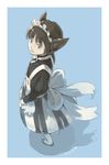  animal_ears blue_background brown_hair dated from_above looking_up maid maid_headdress original solo tko_(kkk66) 