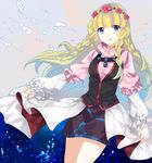  1girl blonde_hair blue_eyes breasts flower shirley_fennes skirt tales_of_(series) tales_of_legendia water 