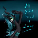  changeling english_text female feral friendship_is_magic green_eyes hair horn long_hair my_little_pony plain_background princess_cadence_(mlp) queen_chrysalis_(mlp) snus-kun solo text wings 