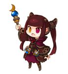  chibi dress hair_ornament heterochromia holding mage open_mouth original potion purple_eyes purple_hair ran_system simple_background solo twintails wand white_background yellow_eyes 