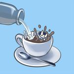 cirno coffee cup joey_(lilinjunyi) lowres milk mundane_utility solo spoon touhou 