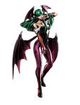  1girl 3d absurdres breasts capcom cleavage demon_girl female full_body green_eyes green_hair head_wings highres large_breasts leotard long_hair low_wings marvel marvel_vs._capcom marvel_vs._capcom_3 marvel_vs_capcom marvel_vs_capcom_3 mori_toshiaki morrigan_aensland official_art pantyhose shinkiro simple_background solo succubus vampire_(game) wings 