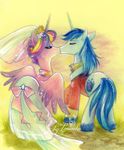  cadence cutie_mark equine female feral friendship_is_magic horn imanika male mammal my_little_pony princess_cadance_(mlp) princess_cadence shining_armor shining_armor_(mlp) traditional_art traditional_media unicorn winged_unicorn wings 